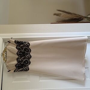 WHBM Ivory and Black Lace Strapless Dress Women's sz6